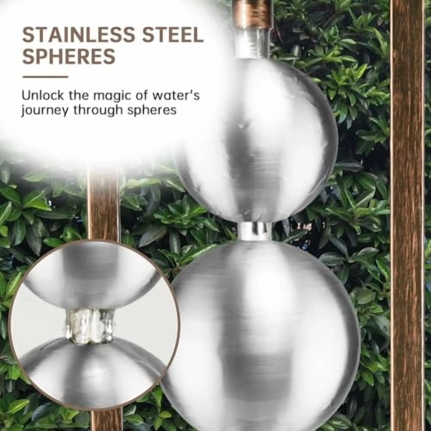 Ferrisland Outdoor Water Fountain with Pump, Relaxing Stainless Steel Geometric Sphere Freestanding Waterfall Fountains Modern Home Decor for Patio Garden Yard, Gift Idea, Bronze